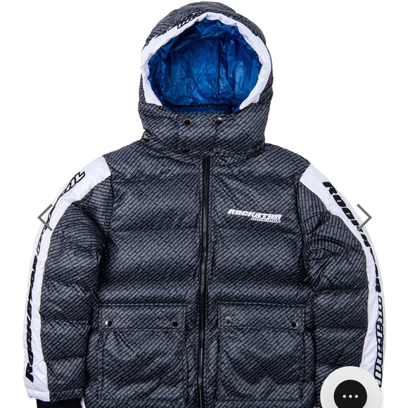 NEW!!! Mens stylish puffer jacket by RockStar Original; sz 2XL; Blk/ Wht/Blue - Picture 6 of 9